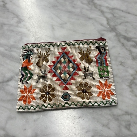 Native American Beaded Pouch with Leather Lining from 1920's Handmade - Picture 1 of 10